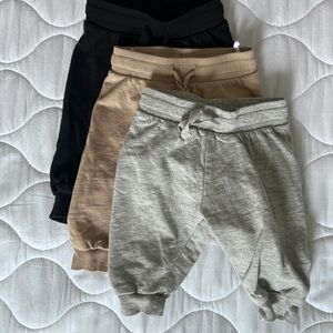 H&M baby sweatpants Set of 3 - Black, Tan, and Gray